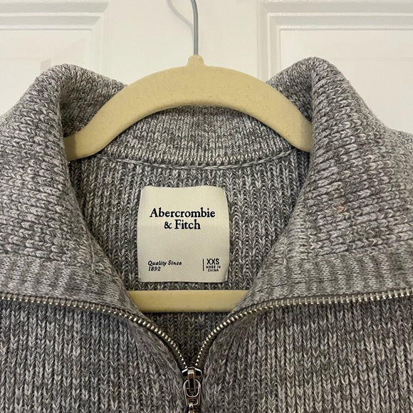 Abercrombie Double Zip Cardigan Sweater Heather Grey - Picture 3 of 5